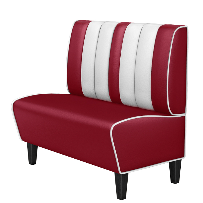 AMERICAN 1 | Dinerbank | B:H 100 x 103 cm | Gestreift | Rot | Leder