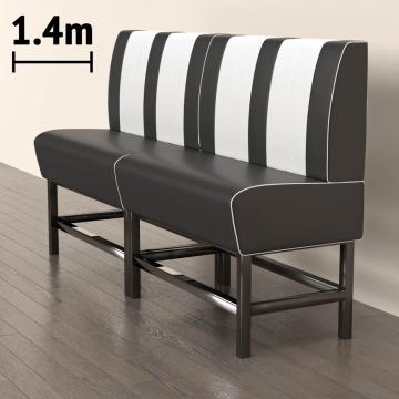 AMERICAN 1 | Sofa Diner Resturant | B: H 140 x 133 cm | Stripete | Svart | lær