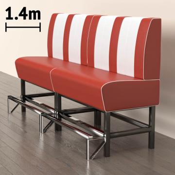 AMERICAN 1 | Sofa Diner Resturant | B: H 140 x 133 cm | Stripete | rød | lær