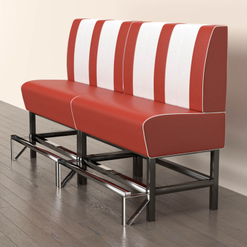 AMERICAN 1 | Sofa Diner Resturant | B: H 140 x 133 cm | Stripete | rød | lær