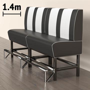 AMERICAN 1 | Sofa Diner Resturant | B: H 140 x 133 cm | Stripete | Svart | lær