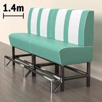 AMERICAN 1 | Sofa Diner Resturant | B: H 140 x 133 cm | Stripete | Turkis | lær