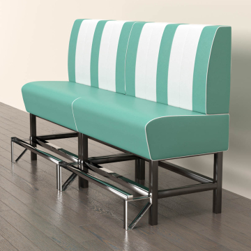 AMERICAN 1 | Sofa Diner Resturant | B: H 140 x 133 cm | Stripete | Turkis | lær