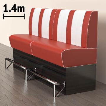 AMERICAN 2 | Sofa Diner Resturant | B: H 140 x 133 cm | Stripete | rød | lær