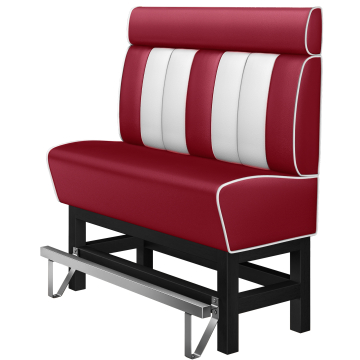 AMERICAN 1 | Bar Height American Diner Booth | W:H 160 x 158 cm | Striped | Red | Leather