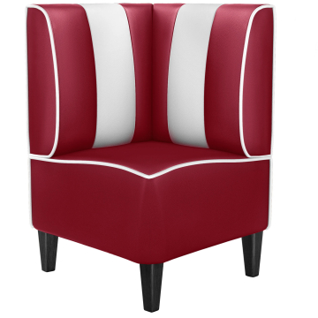 AMERICAN 1 | Diner hörnsoffa | B:H 64 x 103 cm | Randig | Röd | Läder