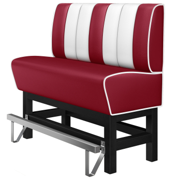 AMERICAN 1 | Høj diner sofabænk | B:H 200 x 133 cm | Stribet | Rød | Læder