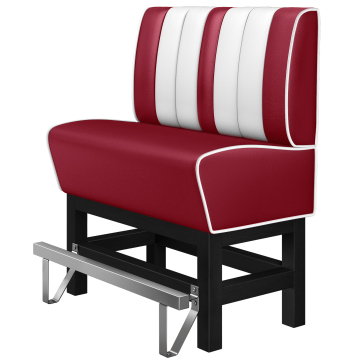 AMERICAN 1 | Hoge Diner Bank | B:H 100 x 133 cm | Gestreept | Rood | Leer