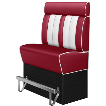 AMERICAN 2 | Banquette de dîner américain haute | L:H 100 x 158 cm | Rayé | Rouge | Cuir