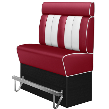AMERICAN 2 | Banquette de dîner américain haute | L:H 160 x 158 cm | Rayé | Rouge | Cuir