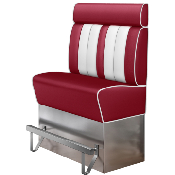 AMERICAN 3 | Banquette de dîner américain haute | L:H 100 x 158 cm | Rayé | Rouge | Cuir