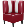 AMERICAN 1 | Banquette d'angle de dîner américain | L:H 64 x 103 cm | Rayé | Rouge | Cuir