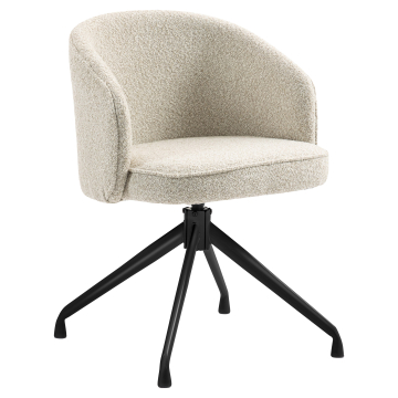 Antonella | Hôtel Stuhl | Crème | Tissu en peluche | Pied pivotant