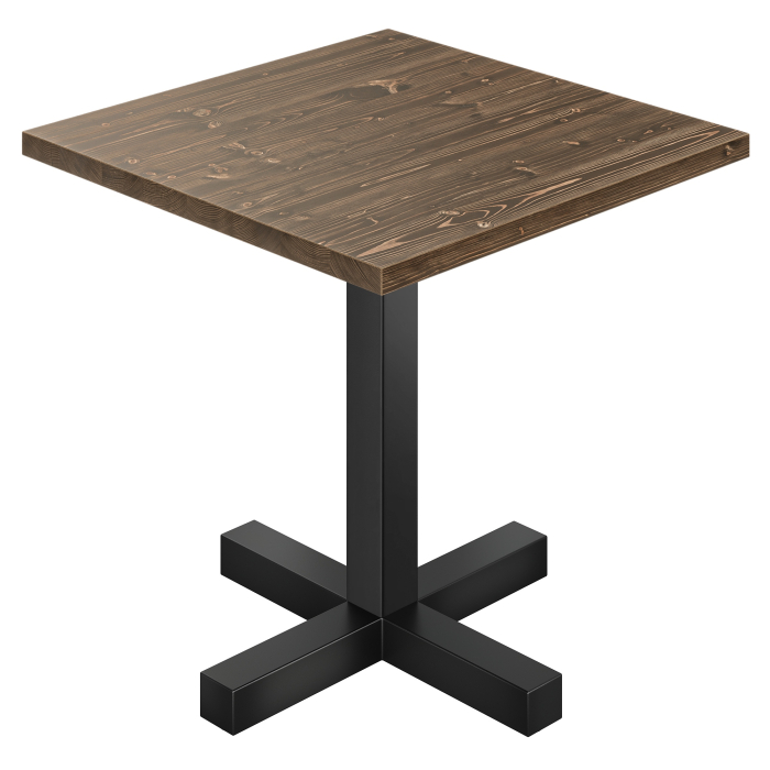 AURELIA CAT | Bistro Table | W: 60 x 60 cm | H 76 cm | Walnut | Frame: Black | Column: 8 x 8 cm