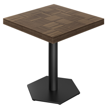 CA | Bistrotafel | B: 80 x 80 cm | H: 78 cm | Walnoot | Onderstel: Zwart