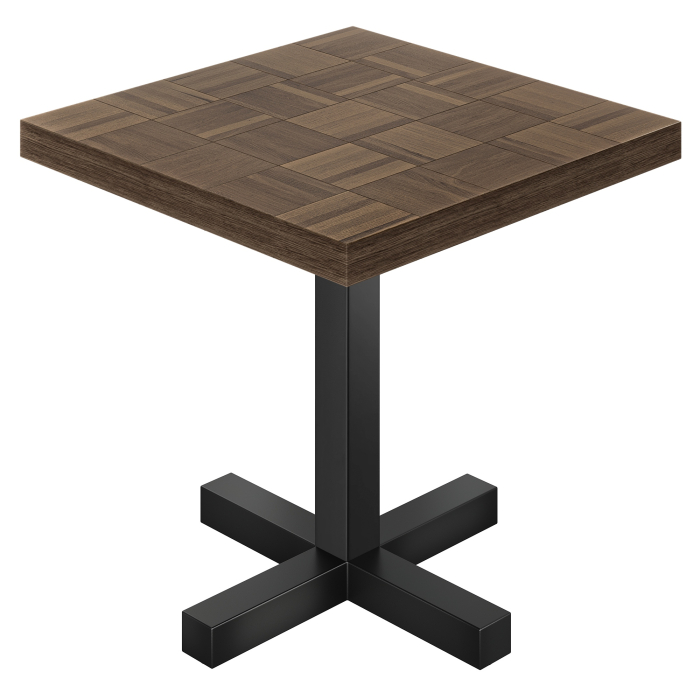 CC | Table Bistro | B:T 70 x 70 cm | H 78 cm | Noyer | Structure: Noir | Colonne: 8 x 8 cm