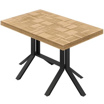 CE | Tavolo Bistro | L: 130 x 80 cm | H 78 cm | Rovere | Struttura: Nero