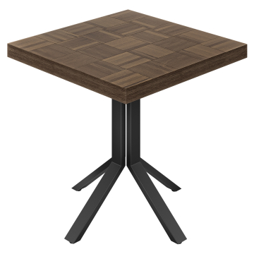 CE | Table de bistrot | L:P 70 x 70 cm | H 78 cm | Noyer | Structure : Noir