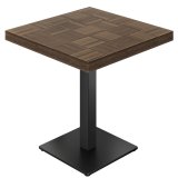 CM | Table de bistrot | 70 x 70 cm | H 77 cm | Noyer | Structure : Noir