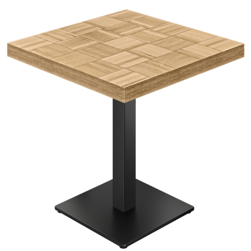 CM | Table de bistro | 80 x 80 cm | H 77 cm | Chêne | Structure : Noir