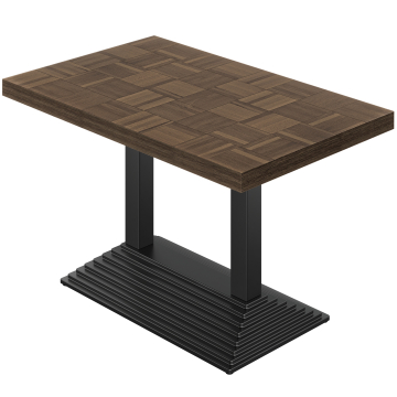 CPY | Bistro Tisch | B:T 120 x 70 cm | H 82 cm | Walnuß | Gestell: Schwarz | Säule: 6 x 6 cm