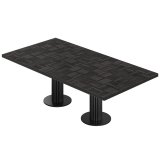 CT | Table de bistrot | L : 230 x 110 cm | H 77 cm | Noir | Structure : Noir | Ø 50 x 20 cm