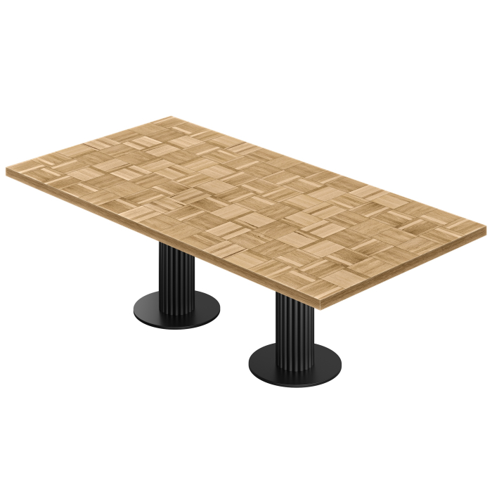 CT | Table de Bistro | L : 230 x 110 cm | H : 77 cm | Chêne | Piétement : Noir | Ø 50 x 20 cm