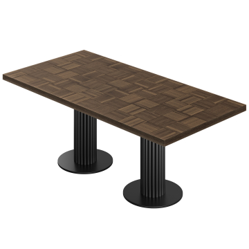 CT | Tavolo Bistro | B:T 180 x 90 cm | H 77 cm | Noce | Montatura: Nero | Ø 50 x 20 cm