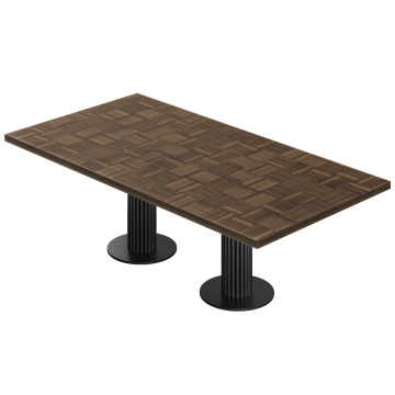CT | Bistro Tisch | B:T 200 x 100 cm | H 77 cm | Walnuß | Gestell: Schwarz | Ø 50 x 20 cm