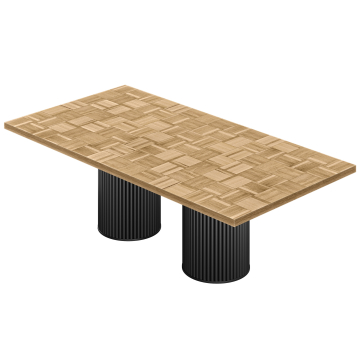 CT | Bistrotafel | B: 200 x 100 cm | H: 77 cm | Eiken | onderstel: Zwart | Ø 50 x 50 cm