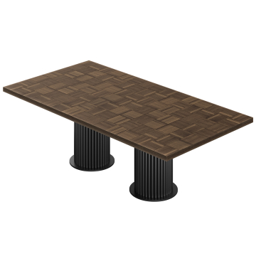 CT | Mesa de bistró | B: 230 x 110 cm | H 77 cm | Nogal | Estructura: Negro | Diámetro 50 x 40 cm