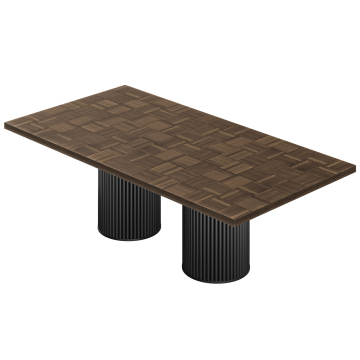 CT | Bistrotafel | B: 230 x 110 cm | H 77 cm | Walnoot | Onderstel: Zwart | ⌀ 50 x 50 cm
