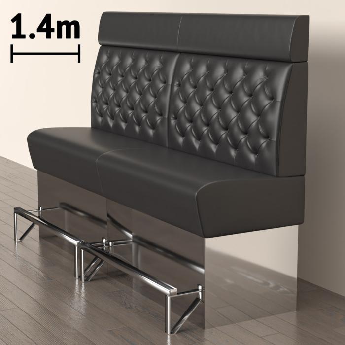 DALLAS | Gastrobänk | B:H 140 x 158 cm | Svart | Chesterfield | Läder