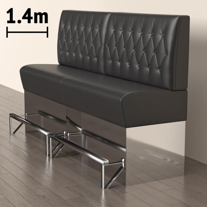 DALLAS | Panchina del ristorante | L:H 140 x 133 cm | Nero | Rombo Chesterfield | Pelle