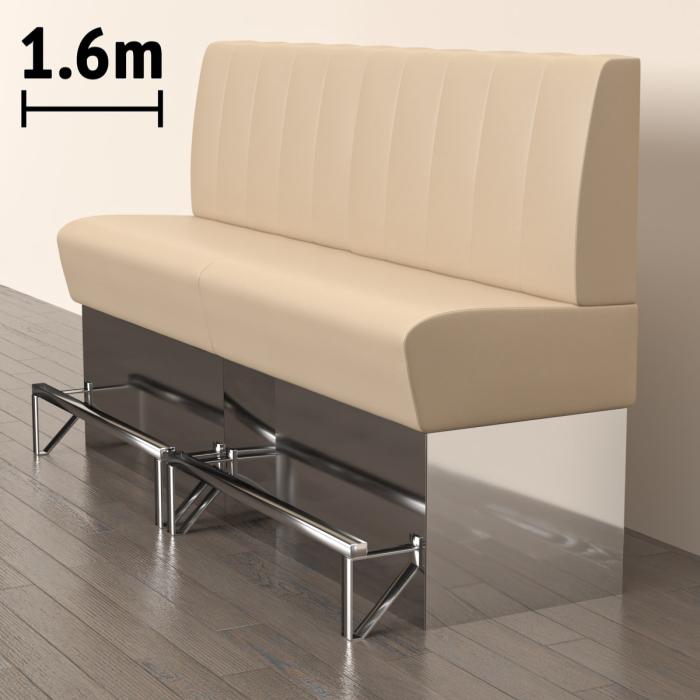 DALLAS | Counter Height Banquette Bench | W:H 160 x 133 cm | Cream | Striped | Leather