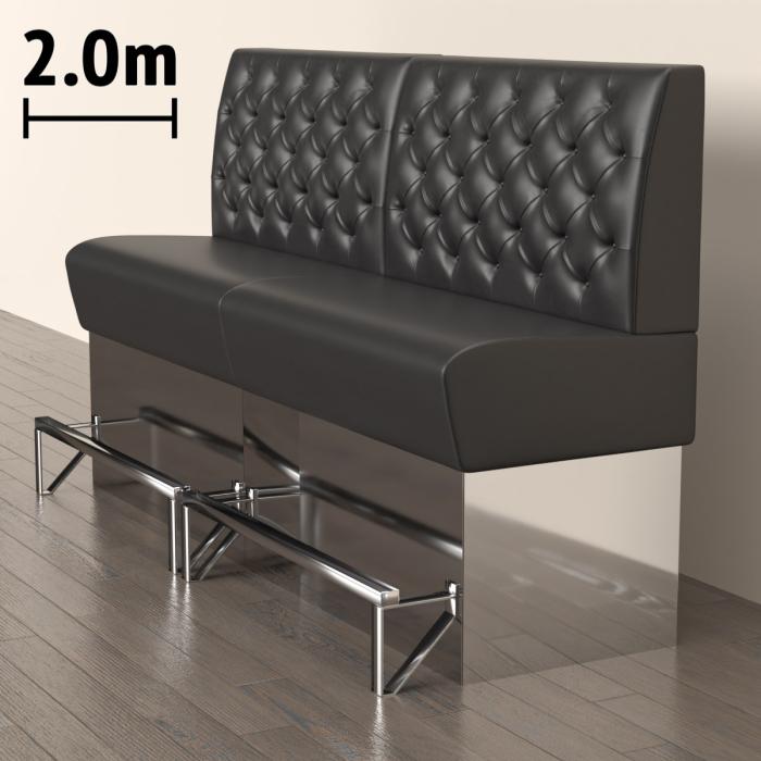 DALLAS | Counter Height Banquette Bench | W:H 200 x 133 cm | Black | Chesterfield | Leather