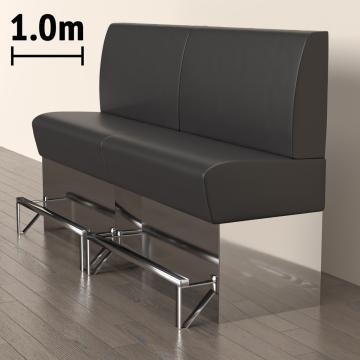 DALLAS | Counter Height Banquette Bench | W:H 100 x 133 cm | Black | Smooth | Leather