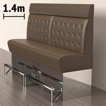 DALLAS | Gastrobänk | B:H 140 x 158 cm | Brun | Chesterfield-knapp | Läder