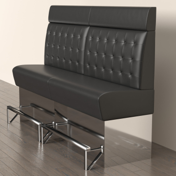 DALLAS | Gastrobänk | B:H 140 x 158 cm | Svart | Chesterfield-knapp | Läder