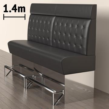 DALLAS | Gastrobänk | B:H 140 x 158 cm | Svart | Chesterfield-knapp | Läder