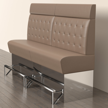 DALLAS | Gastrobänk | B:H 140 x 158 cm | Taupe | Chesterfield-knapp | Läder