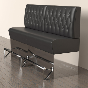 DALLAS | Panchina del ristorante | L:H 140 x 133 cm | Nero | Rombo Chesterfield | Pelle