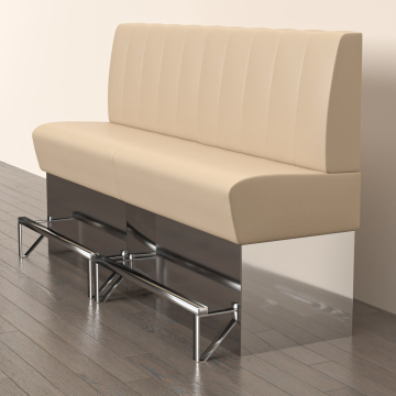 DALLAS | Counter Height Banquette Bench | W:H 160 x 133 cm | Cream | Striped | Leather