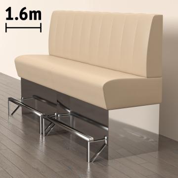 DALLAS | Counter Height Banquette Bench | W:H 160 x 133 cm | Cream | Striped | Leather