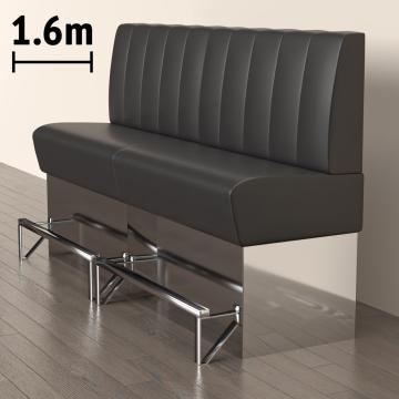 DALLAS | Counter Height Banquette Bench | W:H 160 x 133 cm | Black | Striped | Leather