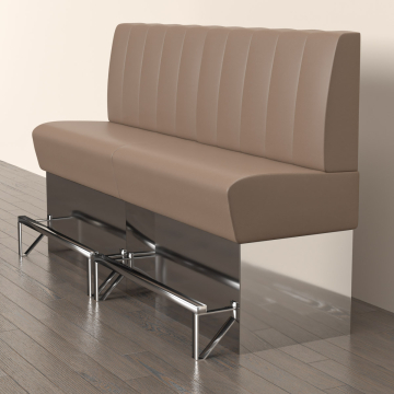 DALLAS | Counter Height Banquette Bench | W:H 160 x 133 cm | Taupe | Striped | Leather