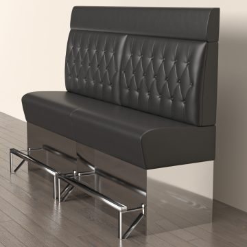DALLAS | Gastro Hochbank | B:H 180 x 158 cm | Schwarz | Chesterfield Raute | Leder