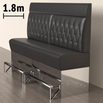 DALLAS | Gastro Hochbank | B:H 180 x 158 cm | Schwarz | Chesterfield Raute | Leder