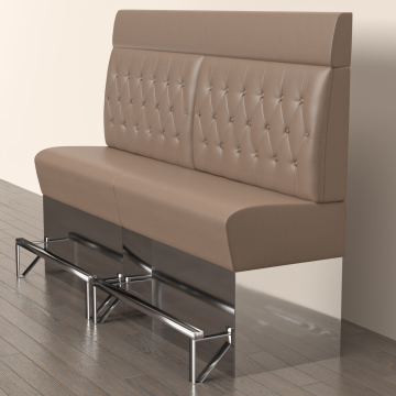 DALLAS | Gastro Hochbank | B:H 180 x 158 cm | Taupe | Chesterfield Raute | Leder