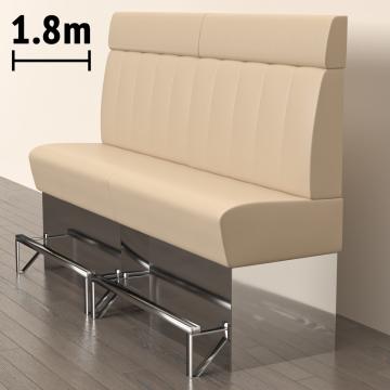 DALLAS | Gastro Hochbank | B:H 180 x 158 cm | Creme | Gestreift | Leder